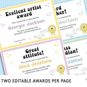 Kids award certificate templates, editable kids awards printable cute custom preschool award templates , home school award template