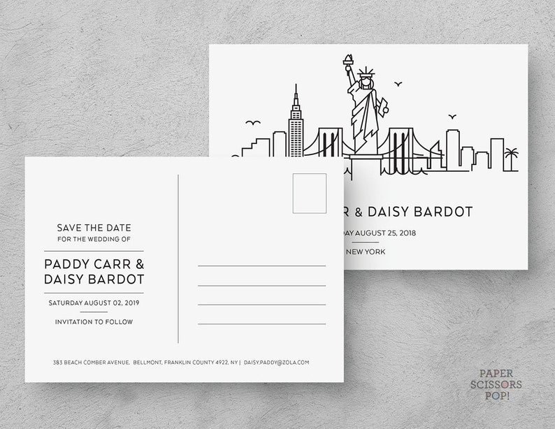 Minimalist New York City Skyline Save the Date (Digital File) image 4