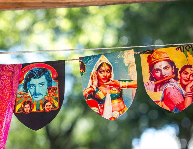 Bollywood Party Decor, Vintage Bollywood Banner, Diwali party garland, Bollywood Photo Prop, Bollywood Bachelorette Diwali Celebration image 2