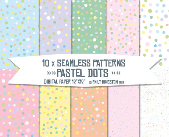 Polka Dot Seamless Digital Paper Pack, Hand Drawn Confetti Pastels, Scrapbooking, Craft, Bunting Banner, Web Graphics, Dolls House Decor Il_570xn