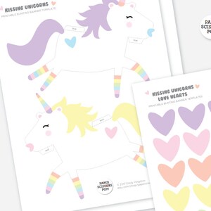 Kissing Unicorns Printable Bunting Banner Valentines - Etsy