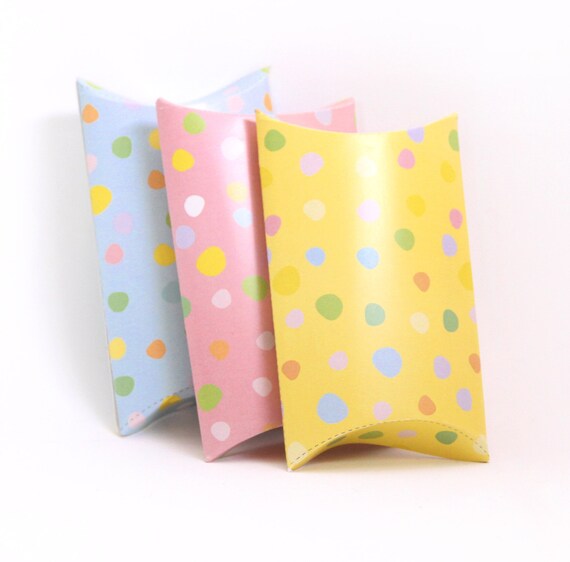 Pastel Wedding Favors, Polka Dots, Pastel Pillow Box, Gift Card Box, Party Favors, Candy Box, Birthday Decoration, Instant Download Il_570xn