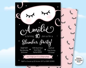 Slumber Party Invitation, Pajama Party Invitation, Sleepover Invitation, Onesie Party Invite, Printable Pajama Party Decor, Girls Birthday