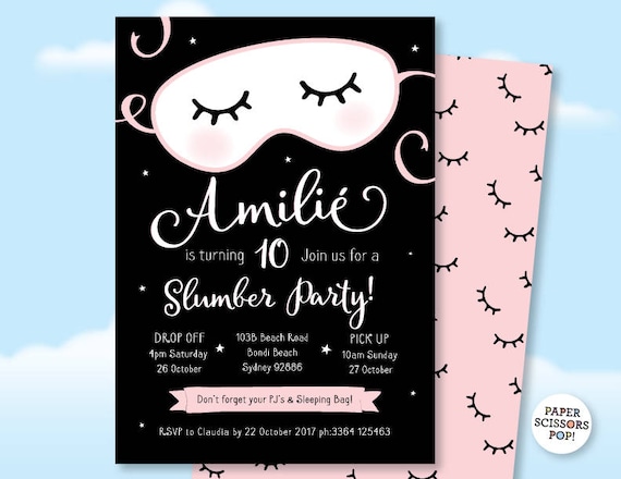 Slumber Party Invitation, Pajama Party Invitation, Sleepover Invitation, Onesie Party Invite, Printable Pajama Party Decor, Girls Birthday Il_570xn