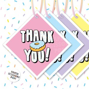 Donut Thank You Gift Tags,  Doughnut Favors, Doughnut Gift, Party Favors, Doughnut Favors, Dunkin&#39; Donuts, Donut Party Decor, Donut Birthday