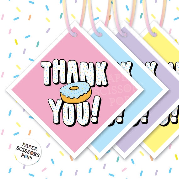 Donut Thank You Gift Tags, Doughnut Favors, Doughnut Gift, Party Favors, Doughnut Favors, Dunkin' Donuts, Donut Party Decor, Donut Birthday Il_570xn