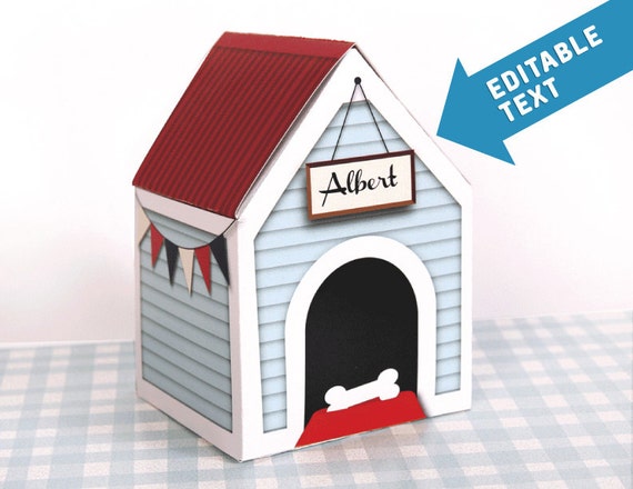 Printable Dog House Treats Box, Puppy Party Favors, Your Text Here, Puppy Party Decor, Dog Treats Box, Paw Patrol Favors, Dog Birthday Gift Il_570xn