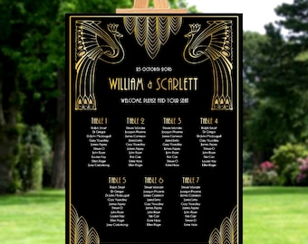 Gatsby Sitzplan, Art Deco Roaring 20s Dekor (Digitale Datei)