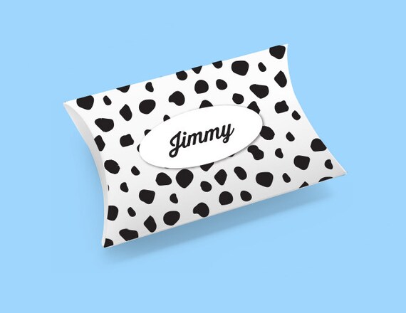 Dalmatian favor box template, personalized gift box, custom puppy party favors, black and white Dalmatian pattern printable instant download Il_570xn