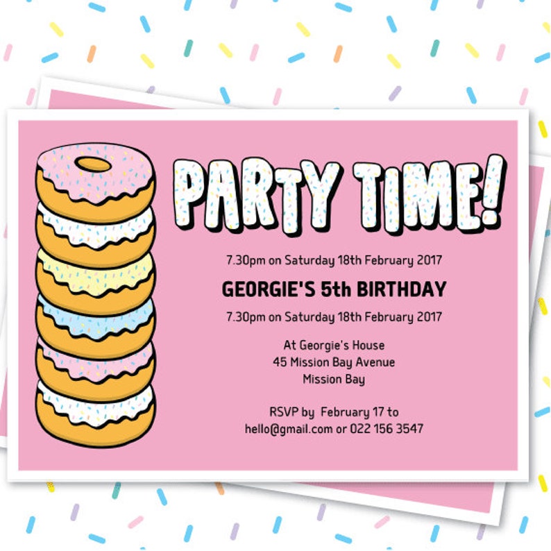 Donut Invitation, Doughnut Party Editable Invitation, Donut Birthday Party Decor, 13th Birthday, 5th Birthday, Homer Simpson Donut Birthday image 1