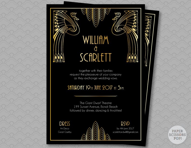Tolle Gatsby Hochzeitseinladung Roaring 20er Party Art Deco Etsy