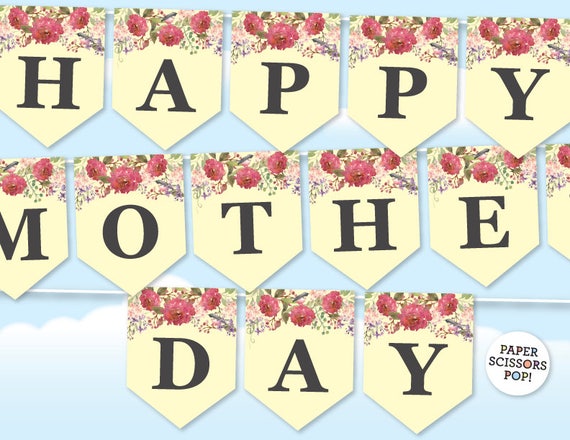 Happy Mothers Day Garland, Floral Garland, Mom's Day Decor Garden Garland, Forest Mother' Day Photo Prop Banner, Leaves Garland Gift for Mom Il_570xn