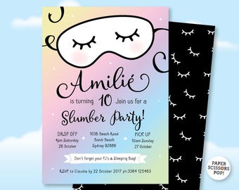 Pajama Party Sleepover Invitation, Slumber Party Invitation, Onesie Party Invite Pajama Party Invite, Sleep Over Invite, 12th Birthday