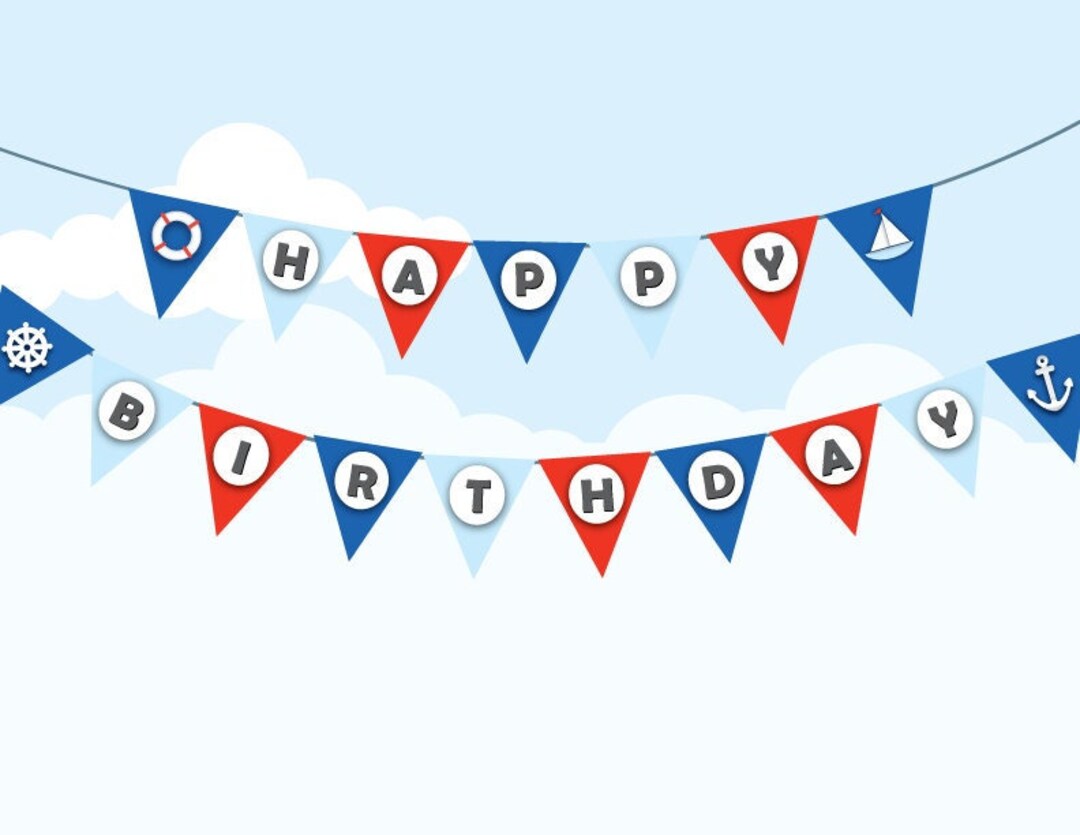 Nautical Birthday Banner Sailor Theme Decor, Navy Theme, Anchor Banner ...