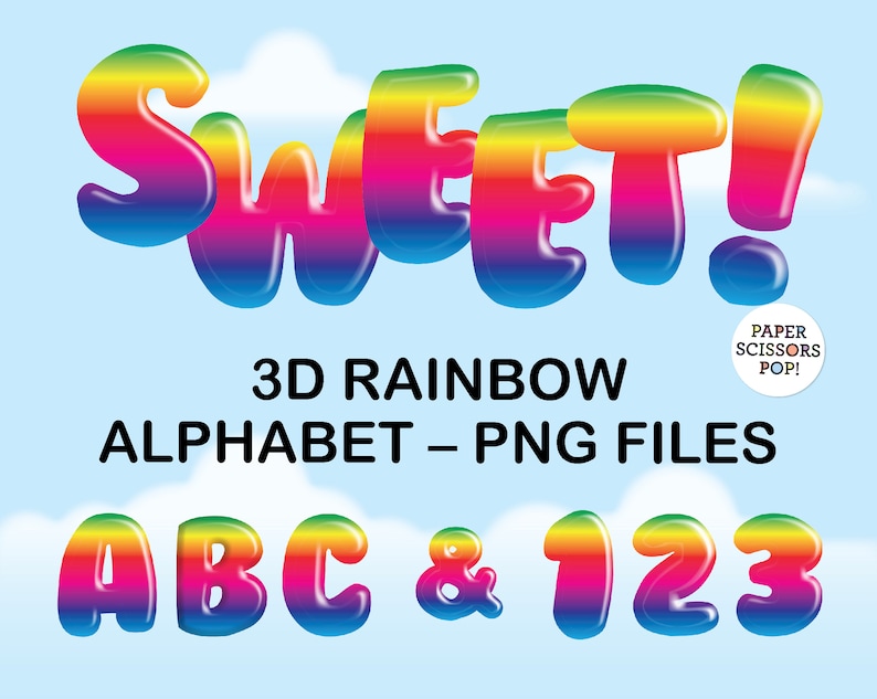 Rainbow Alphabet Png, Colorful Font Numbers and Symbols, Rainbow ...