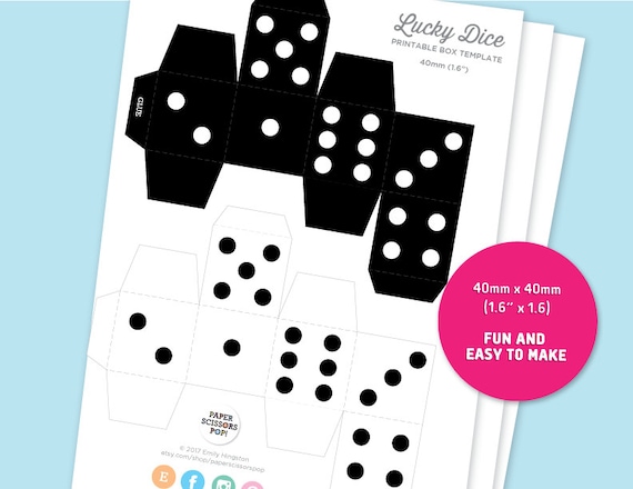 lucky dice favor box template printable las vegas party etsy