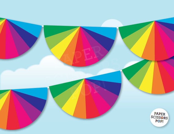 Rainbow Garland, Printable Rainbow Party Bunting, Rainbow Baby Birthday, Rainbow Nursery Pride Party Decoration, Party Photo Prop LBGT Party Il_570xn