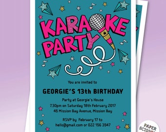 Karaoke Invite, Editable Invitation, Karaoke Party Invitation, Rock karaoke invitation 16th, 12th, 10th  Karaoke Birthday, instant download