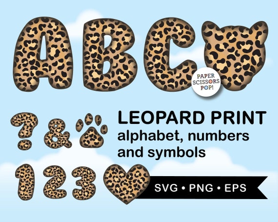 Leopard print alphabet set, leopard font clipart, leopard SVG letters for scrapbooking printing, cutout PNG, leopard sublimation alphabet Il_570xn