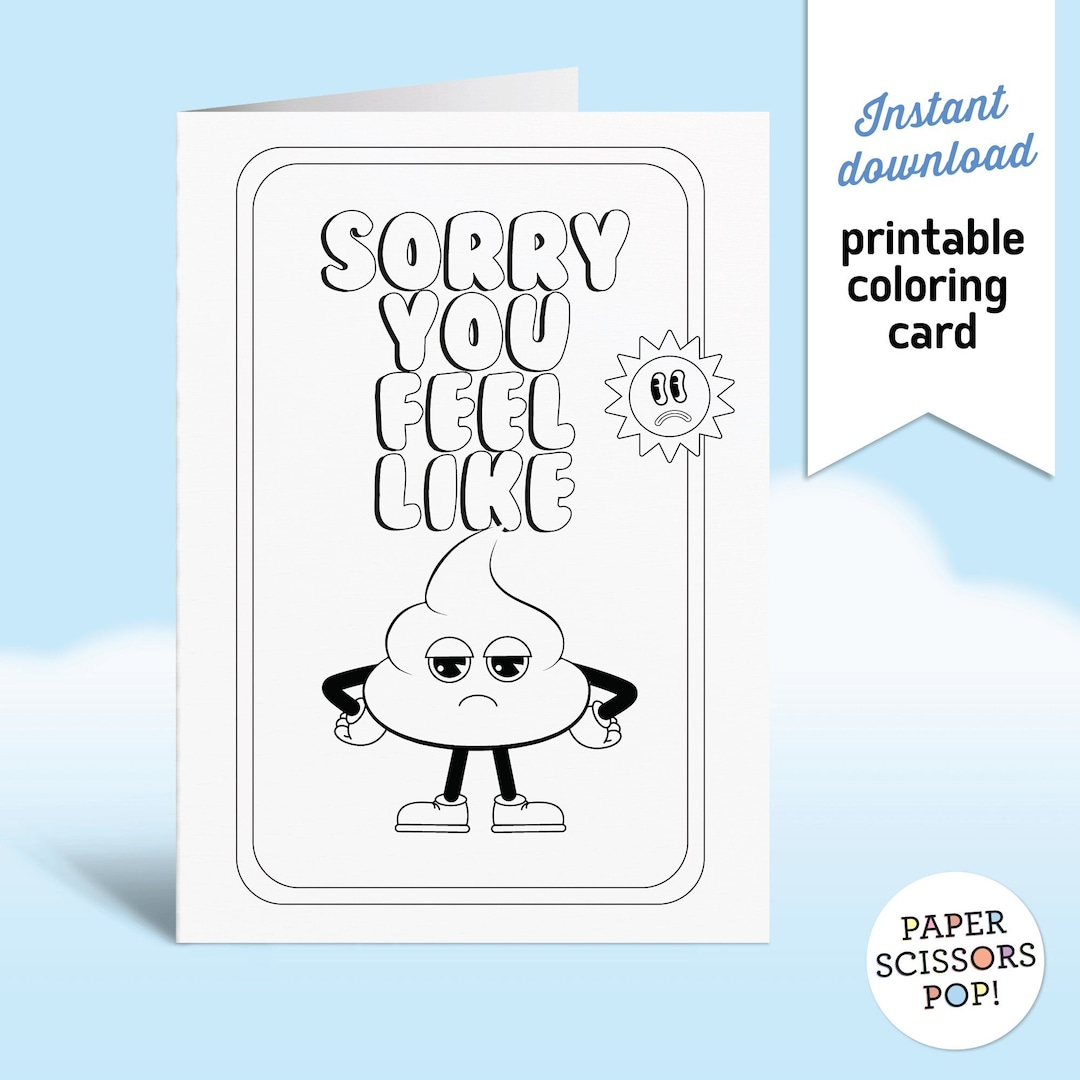Funny Get Well Soon Card Printable Coloring Page, Instant Download Printable Funny Get Well Soon ...