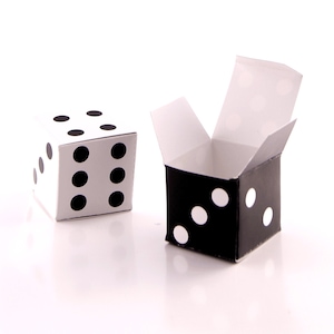 Lucky dice favor box template, Instant download, dice games party favors, casino party favors, games night dice, black and white party decor