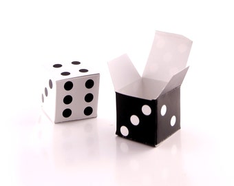 Lucky dice favor box template, Instant download, dice games party favors, casino party favors, games night dice, black and white party decor