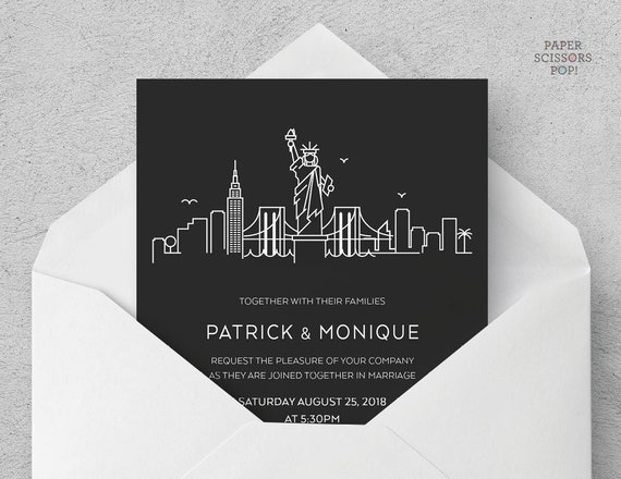 New York Invitation, New York Wedding Invitation, Minimalist Invite, New York Birthday Invite, Bachelor New York Weekend, Printable Invite Il_570xn