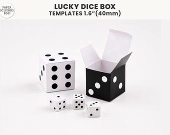 Lucky Dice Favor Box Template, Las Vegas Casino Party Instant Download