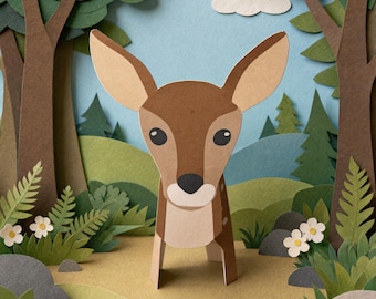 Fallow Deer in Autumn - Craft Kid Activity Printable Digital Download