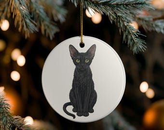 Devon Rex Weihnachtsbaumschmuck | Keramik-Katzenbaumschmuck | Lustiger Katzenspruch | Geschenk für Katzenbesitzer | Perfekt als kleines Weihnachtsgeschenk für Katzenmama und Katzenpapa