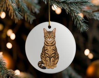 Weihnachtsschmuck aus Bengalen | Keramik-Katzenbaumschmuck | Lustiger Katzenspruch | Geschenk für Katzenbesitzer | Ideal als kleines Weihnachtsgeschenk für Katzenmama und Katzenpapa