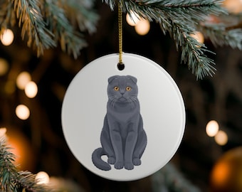 Weihnachtsschmuck für schottische Katzen | Keramik-Baumschmuck für Katzen | Lustiger Katzenspruch | Geschenk für Katzenbesitzer | Ideal als kleines Geschenk für Katzenmama und Katzenpapa