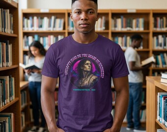 Frankenstein Gothic Shirt | Vintage Synthwave Monster Tee | Mary Shelley Graphic T-Shirt | Classic Literature Horror Gift