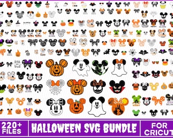 Halloween muizenkop SVG-bundel, Halloweenmuis en vrienden, Trick or Treat SVG, griezelige sfeer, spoken SVG, vleermuizen SVG, Halloween snoep SVG
