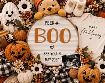 Halloween Pregnancy Announcement: Winnie the Pooh Social Media Reveal (Digital Template)