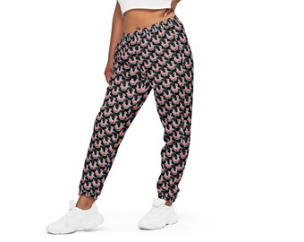 Unisex track pants with FLORAL DRAGON print, sweat pants, sportswear