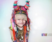 UTHA Little SHAMAN Kinder Kopfschmuck, Kindermütze, Kinder kopfschmuck, gehäkelte Kindermütze