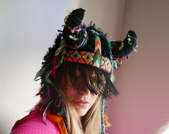 UTHA SHAMAN ORIGINAL | Ritual hat | Festival headdress | Shamanic headpiece | Must have for Burning Man