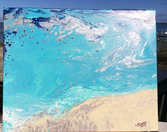 Original Liquid Art Beach Coastal Ocean Blue Aqua Savannah Charleston Apalachicola New Orleans 30A