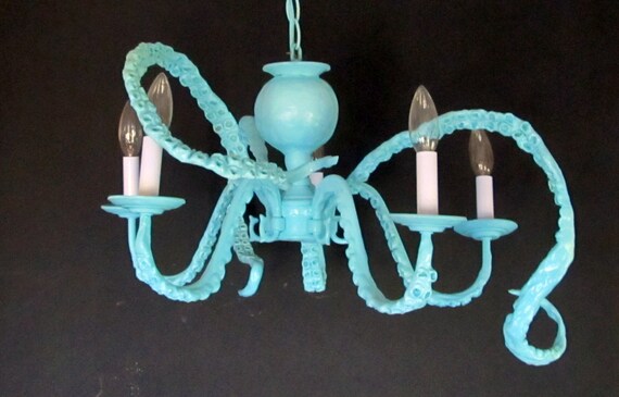 Beach, Coastal, Nautical, Baby Child's Nursery Octopus Chandelier - CHOOSE COLOR Charleston Savannah  St Augustine Panhandle 30A New Orleans