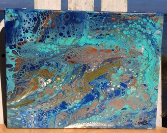 Original Liquid Art Painting Coastal Beach Ocean Water Savannah  Charleston  Apalachicola New Orleans 30A