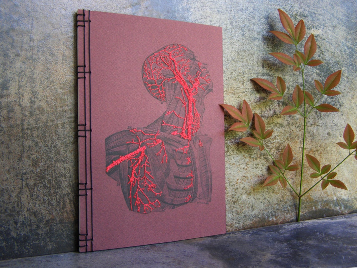 Anatomy Journal. Embroidered Notebook. Personalized Journal. Etsy