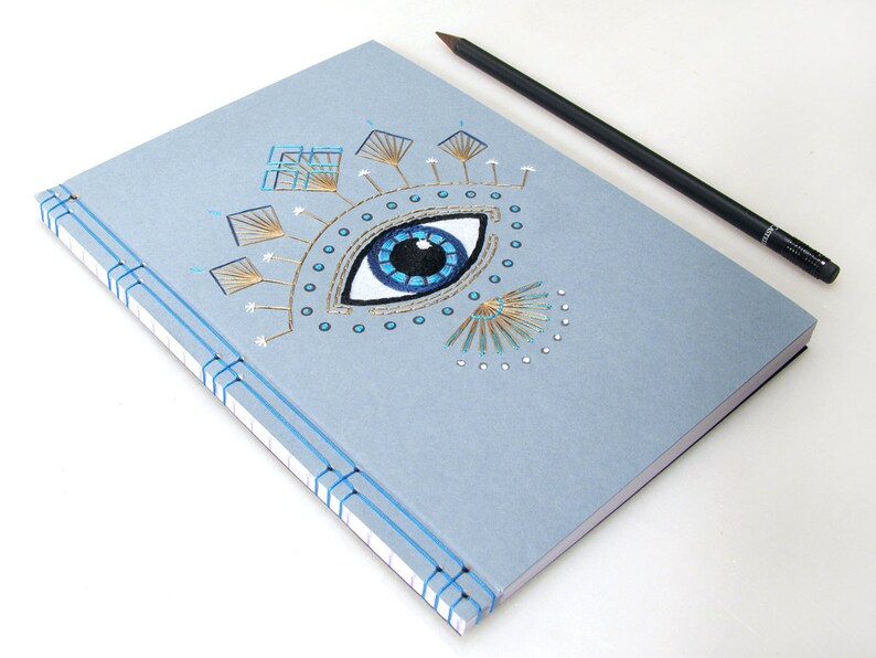 Evil Eye Journal. Evil Eye Notebook. Embroidered Journal. A5 | Etsy