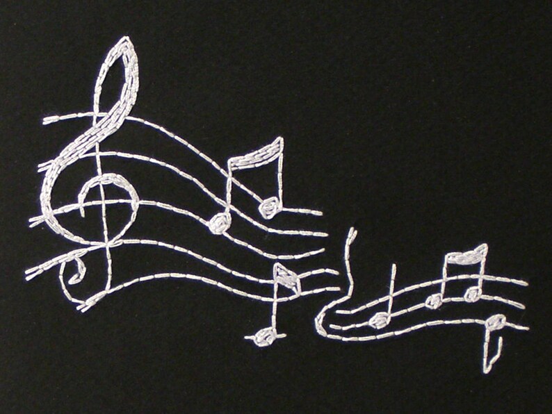 Music Journal. Embroidered A5 Notebook. Notes on Pentagram. Etsy