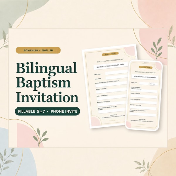 Romanian-English Baptism Invitation
