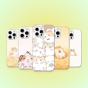 Cute hamster Phone Case Kawaii Animal Cover for iPhone 17Pro, 16, 15, 14, 13, 12, Samsung S26, S25, S24, S23Fe, A16, A56, Pixel 10, 9Pro
