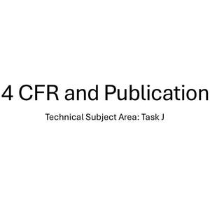 May include: A white document page featuring black text. The primary heading reads 14 CFR and Publications in a bold, sans-serif font. Below this, a smaller sub-heading states Technical Subject Area: Task J in a standard sans-serif font.