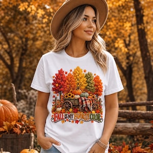 Fall Is My Favorite Color T-Shirt | Autumn Pumpkins, Plaid, Harvest Trees
