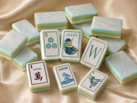 Blue American Mahjong Set, 160 Tile Mahjong Set, Modern Acrylic Mahjong Tiles, Mahjong Game Night Set, Mahjong Gift