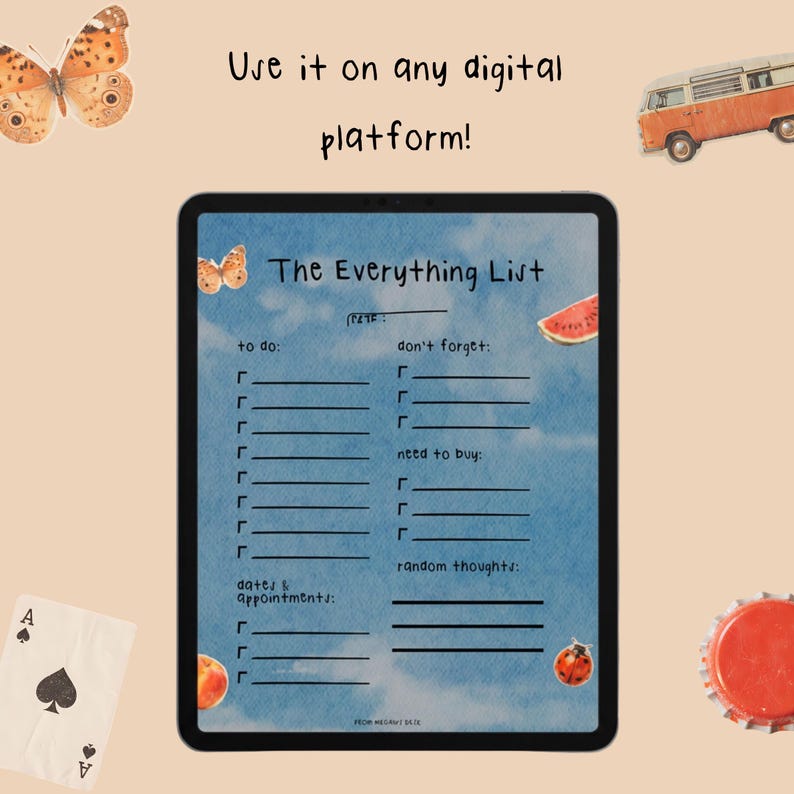 Everything List Planner, Printable to Do, Daily Organizer (digital ...